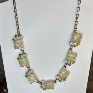 Vintage Coro Signed Necklace Confetti Lucite Glass Gold Tone Mid Century